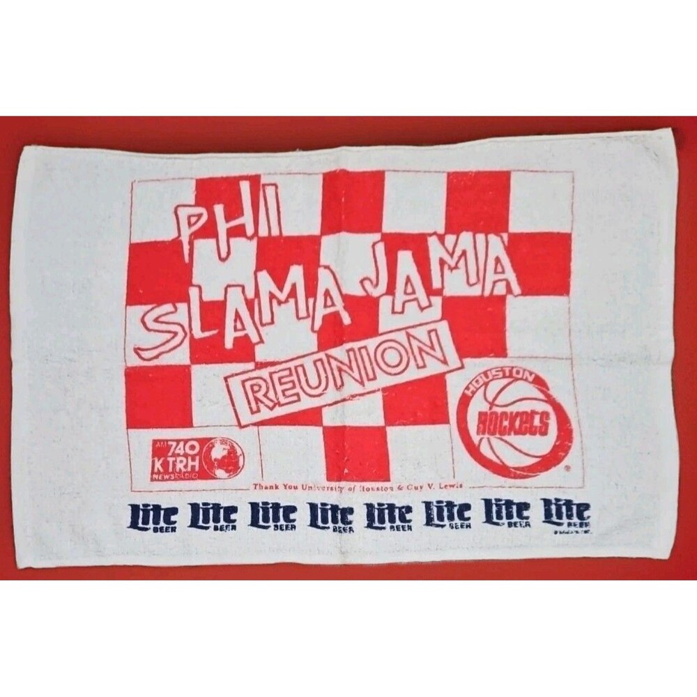 Vtg Rare Houston Rockets "Phi Slama Jama Reunion" Rally Towel 90s NBA 24" x 15"